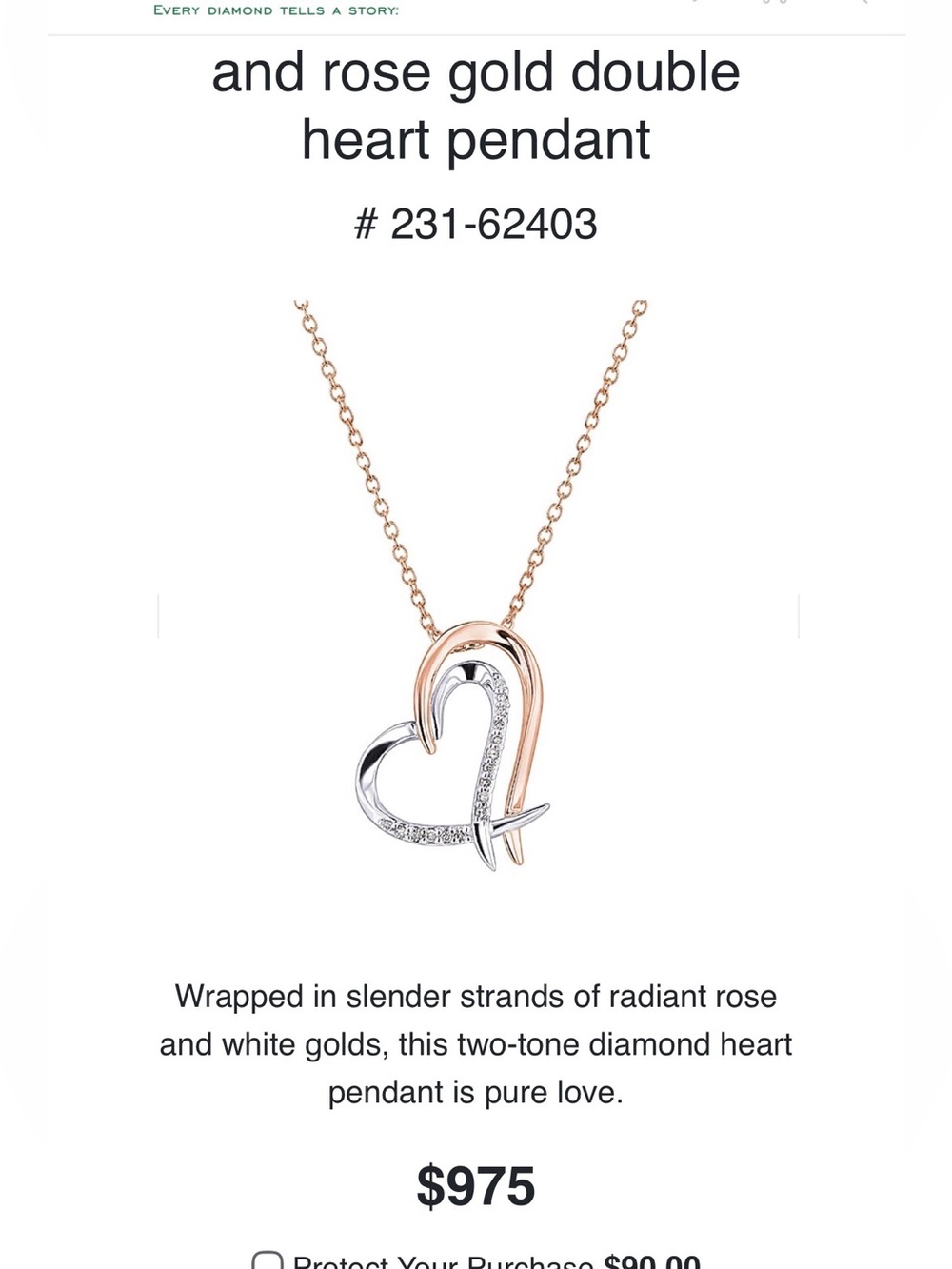 NWOT STEVEN SINGER 14k white & rose gold double heart pendant necklace jewelry